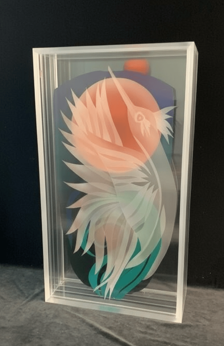 Bud Gregor Original Layered Plexiglass Painting Sculpture Signed 22.5” Modern Art rare - Bayshore Treasures