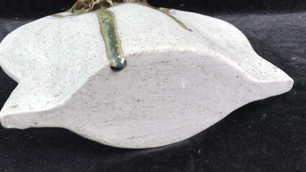 Handmade Art Pottery Slab Vase 12x12 Drip Glaze Studio Ceramic Sculptural - Bayshore Treasures