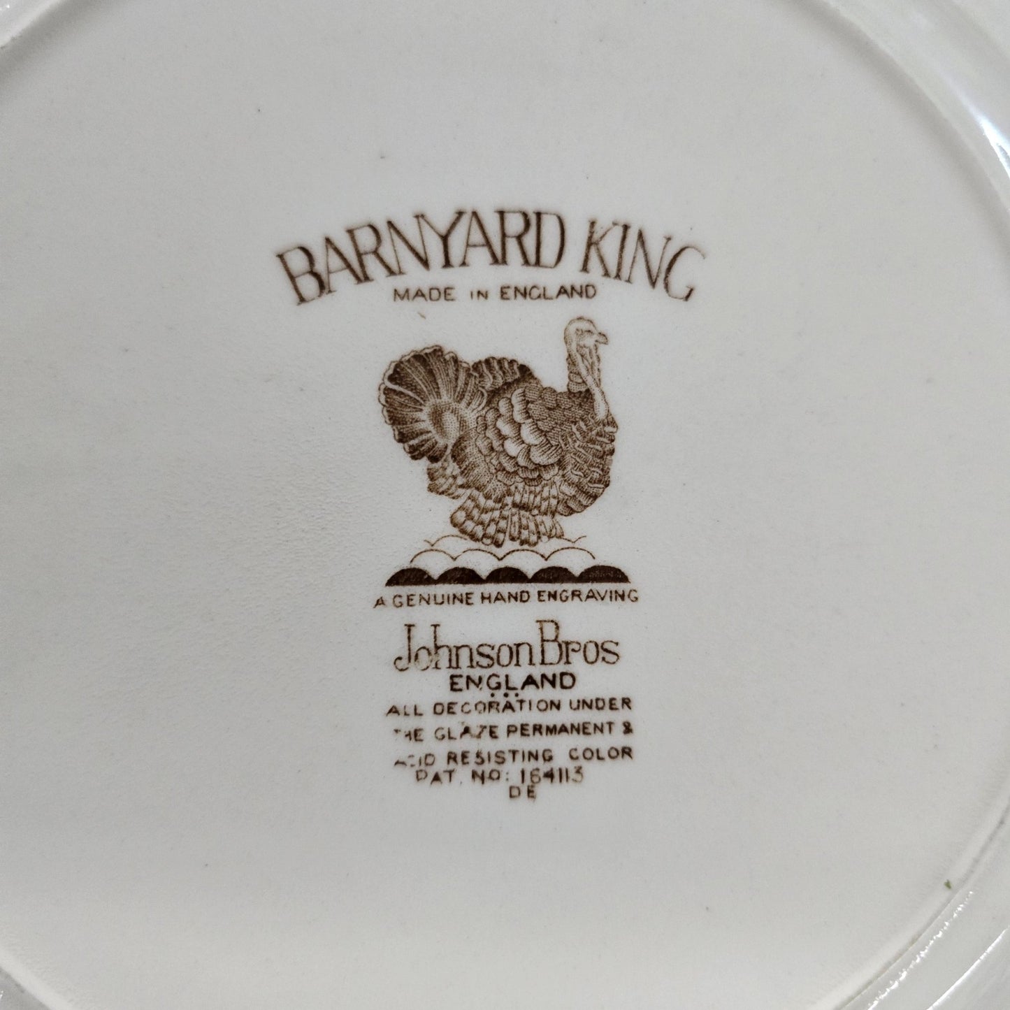 Johnson Bros Barnyard King Turkey Dinner Plate England 10.5" Hand Engraved - Bayshore Treasures