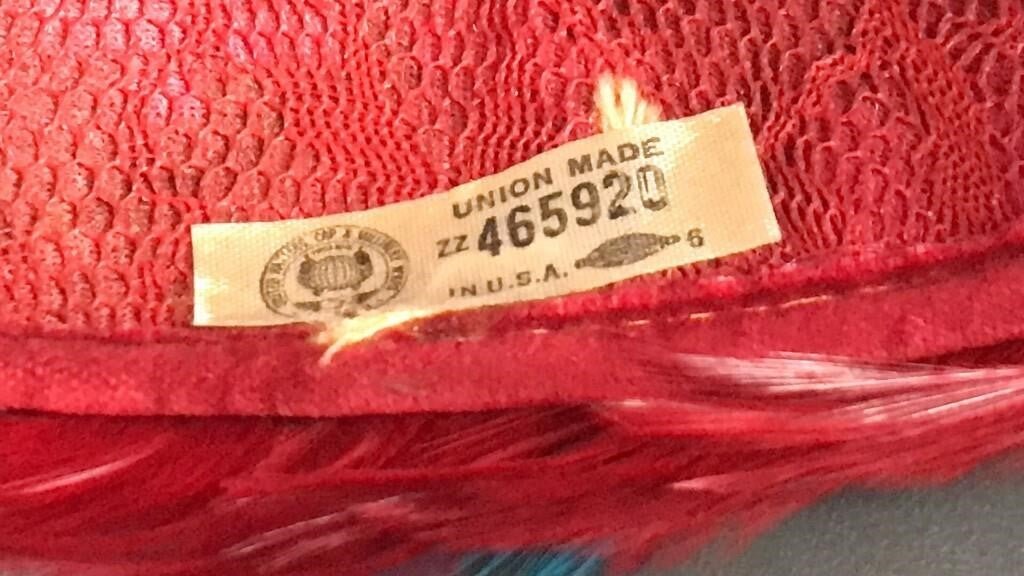 Vintage 1950's red Feather Pill Box Hat - Bayshore Treasures