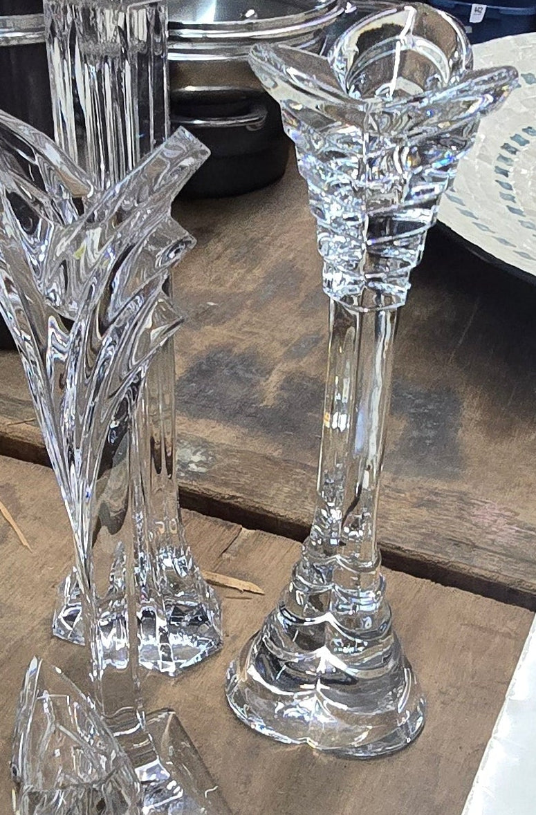 Vintage Mikasa Germany Lead Crystal Vases & Candlesticks Lot of 5 Modernist Deco