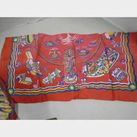 1939 NY World’s Fair Scarf 24x24 Vintage Souvenir – Art Deco Map Design - Bayshore Treasures