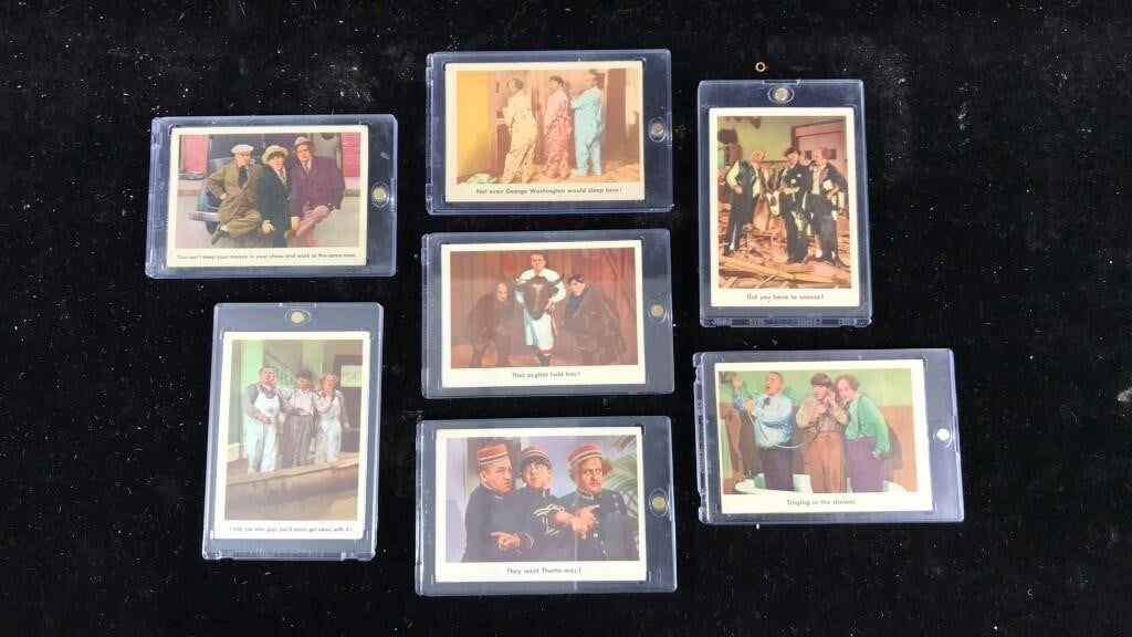 1959 Fleer Three Stooges Lot of 7 Cards – RARE Moe Larry Curly – Vintage - Bayshore Treasures