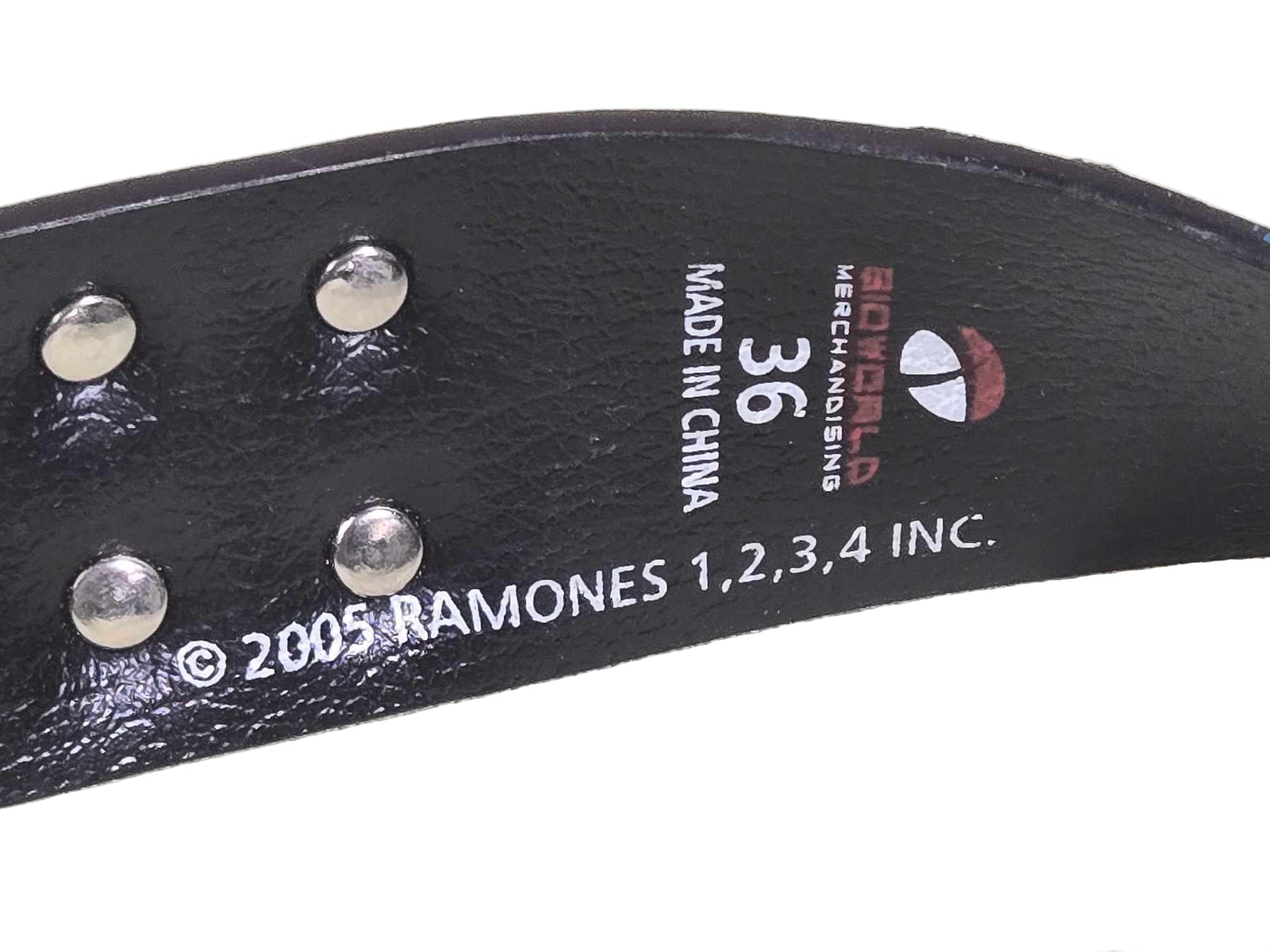 2005 Ramones Studded Punk Rock Belt Size 36 – Bioworld Merch – Black Leather – Pre - Loved - Bayshore Treasures