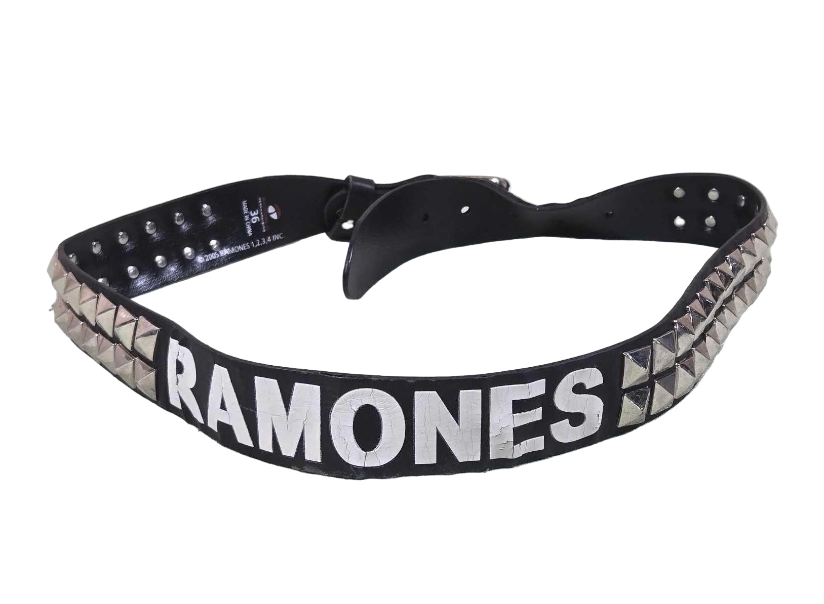 2005 Ramones Studded Punk Rock Belt Size 36 – Bioworld Merch – Black Leather – Pre - Loved - Bayshore Treasures