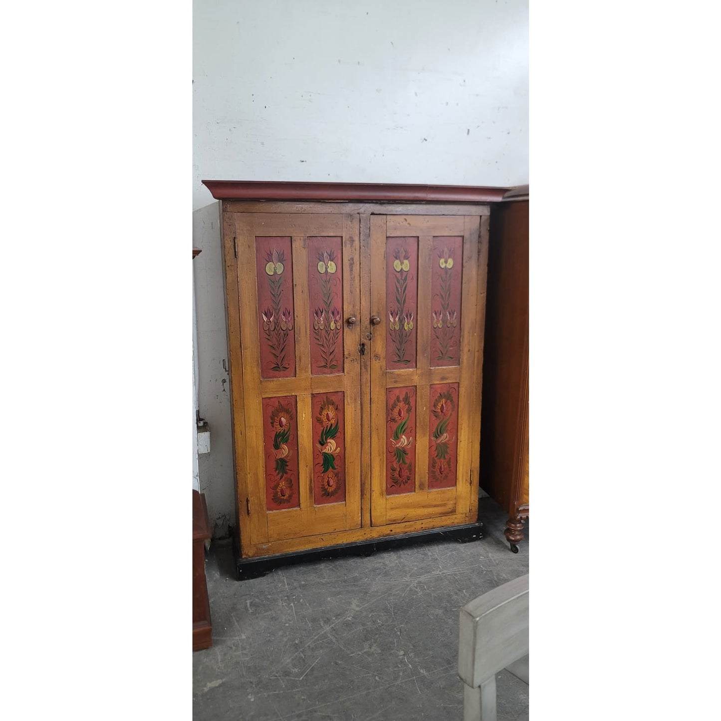 Antique hand-painted primitive cabinet