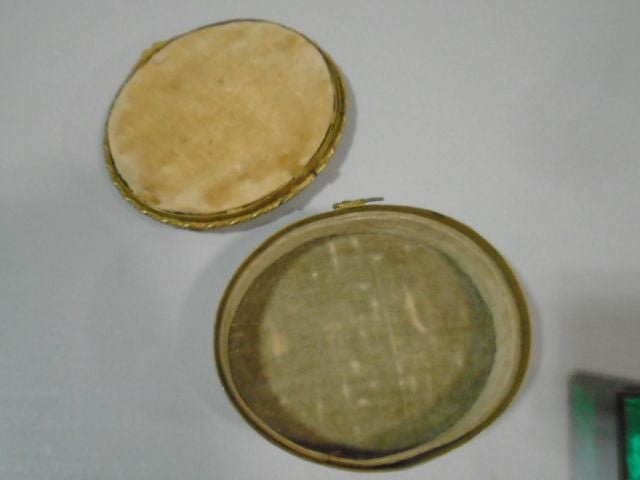 Antique French Bronze Portrait Trinket Jewelry Box 5” Hand - Painted - Bayshore Treasures