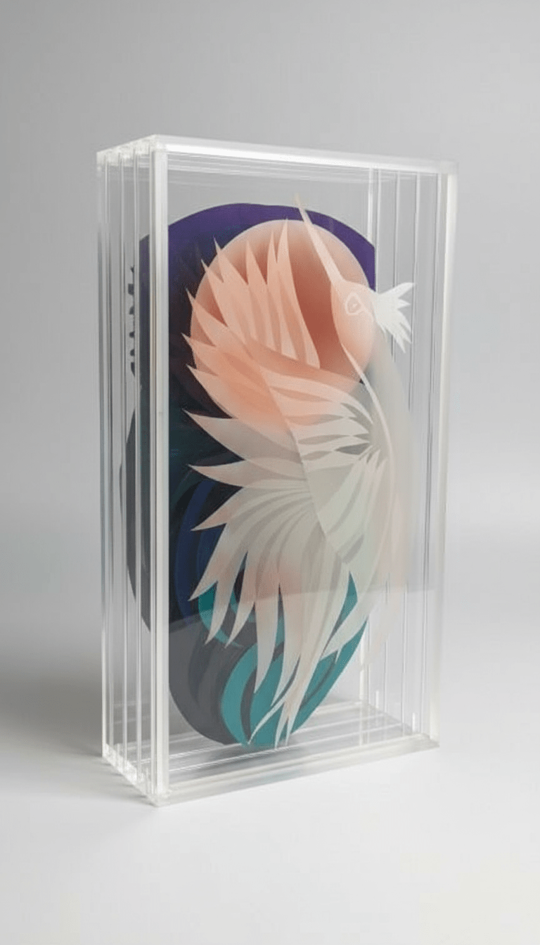 Bud Gregor Original Layered Plexiglass Painting Sculpture Signed 22.5” Modern Art rare - Bayshore Treasures