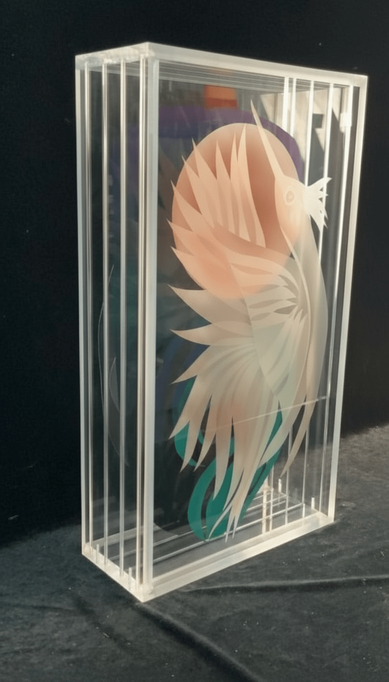 Bud Gregor Original Layered Plexiglass Painting Sculpture Signed 22.5” Modern Art rare - Bayshore Treasures