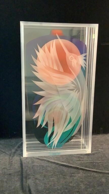 Bud Gregor Original Layered Plexiglass Painting Sculpture Signed 22.5” Modern Art rare - Bayshore Treasures