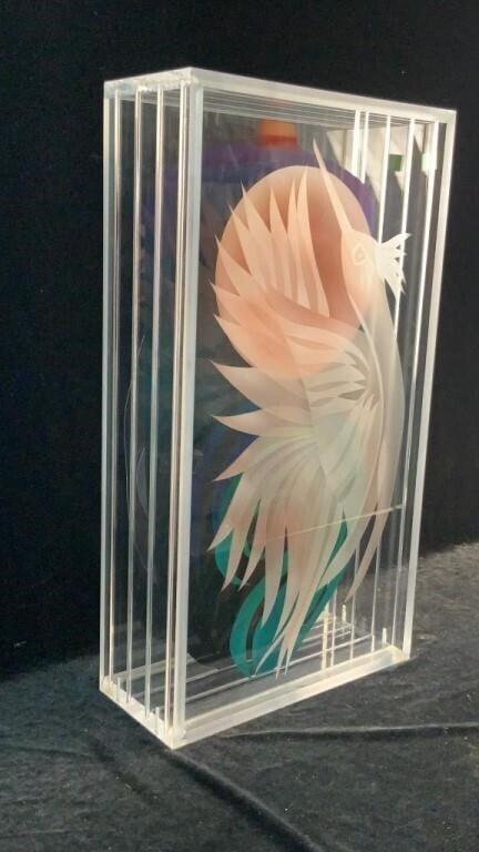 Bud Gregor Original Layered Plexiglass Painting Sculpture Signed 22.5” Modern Art rare - Bayshore Treasures