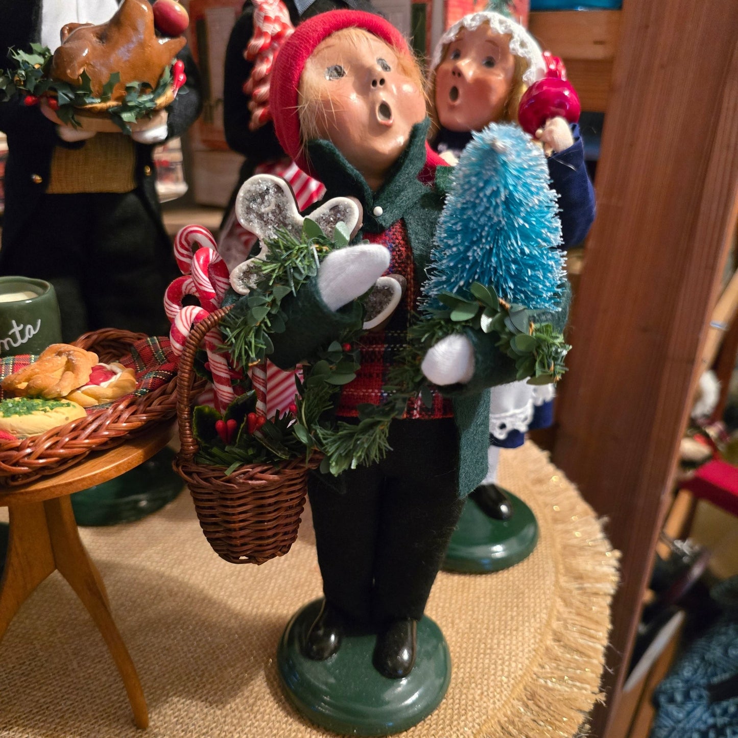 Byers’ Choice Christmas Carolers Family Set w/ Santa Treats Table – 5 Pc Holiday - Bayshore Treasures