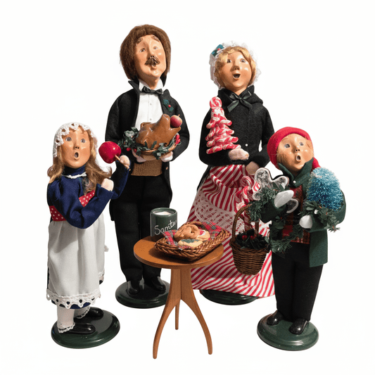 Byers’ Choice Christmas Carolers Family Set w/ Santa Treats Table – 5 Pc Holiday - Bayshore Treasures