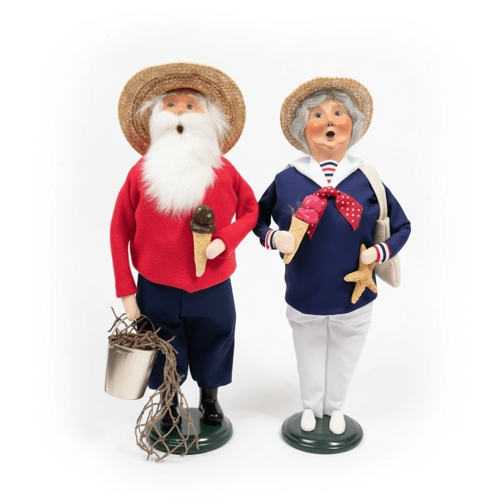Byers’ Choice Nautical Beach Santa & Mrs. Claus Set 2021 Coastal Summer Carolers - Bayshore Treasures
