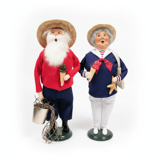 Byers’ Choice Nautical Beach Santa & Mrs. Claus Set 2021 Coastal Summer Carolers - Bayshore Treasures