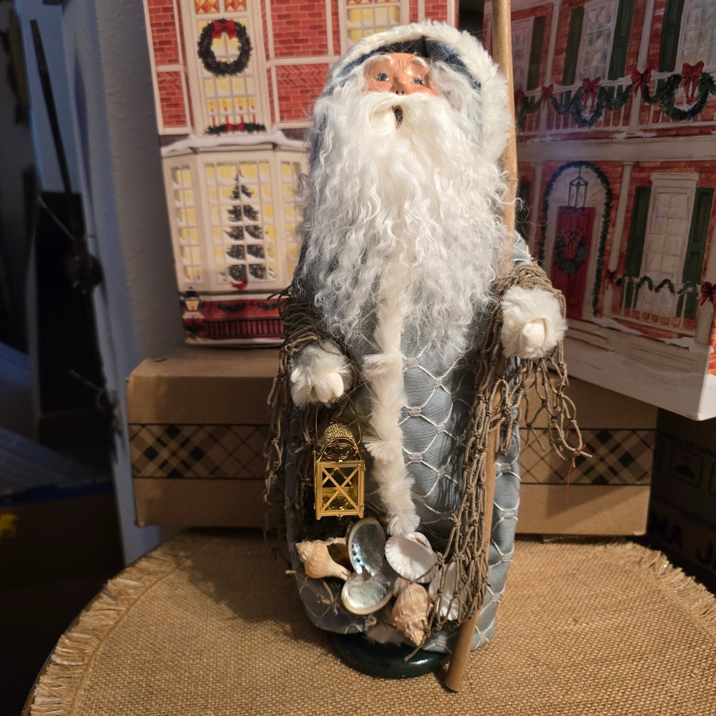 Byers’ Choice Nautical Santa 2009 Seashells Lantern Fisherman Christmas Caroler - Bayshore Treasures