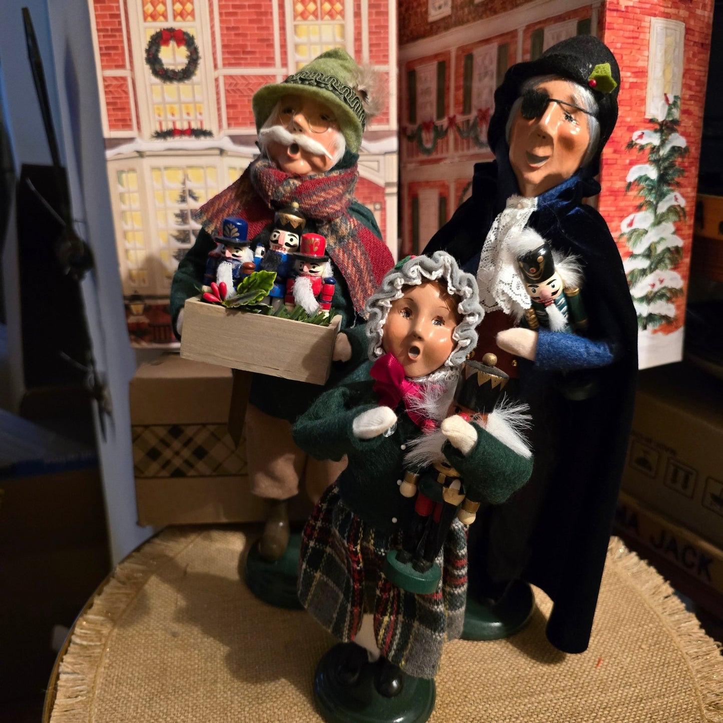 Byers' Choice Nutcracker Trio 2020 – Man w/ Crate, Woman w/ Nutcracker, Gentleman - Bayshore Treasures