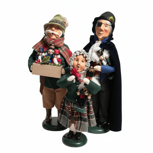 Byers' Choice Nutcracker Trio 2020 – Man w/ Crate, Woman w/ Nutcracker, Gentleman - Bayshore Treasures