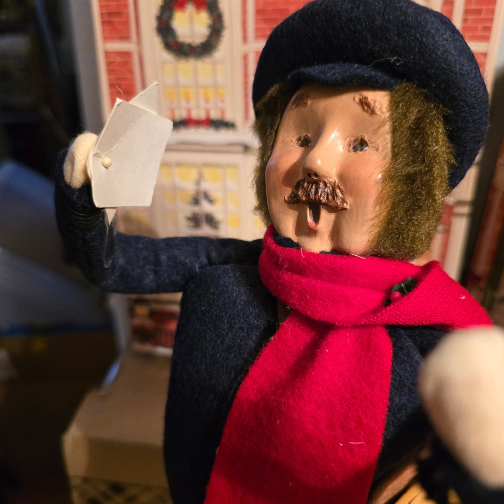 Byers’ Choice Postman Caroler w/ Red Mailbox Letters Bag Christmas Display Set - Bayshore Treasures