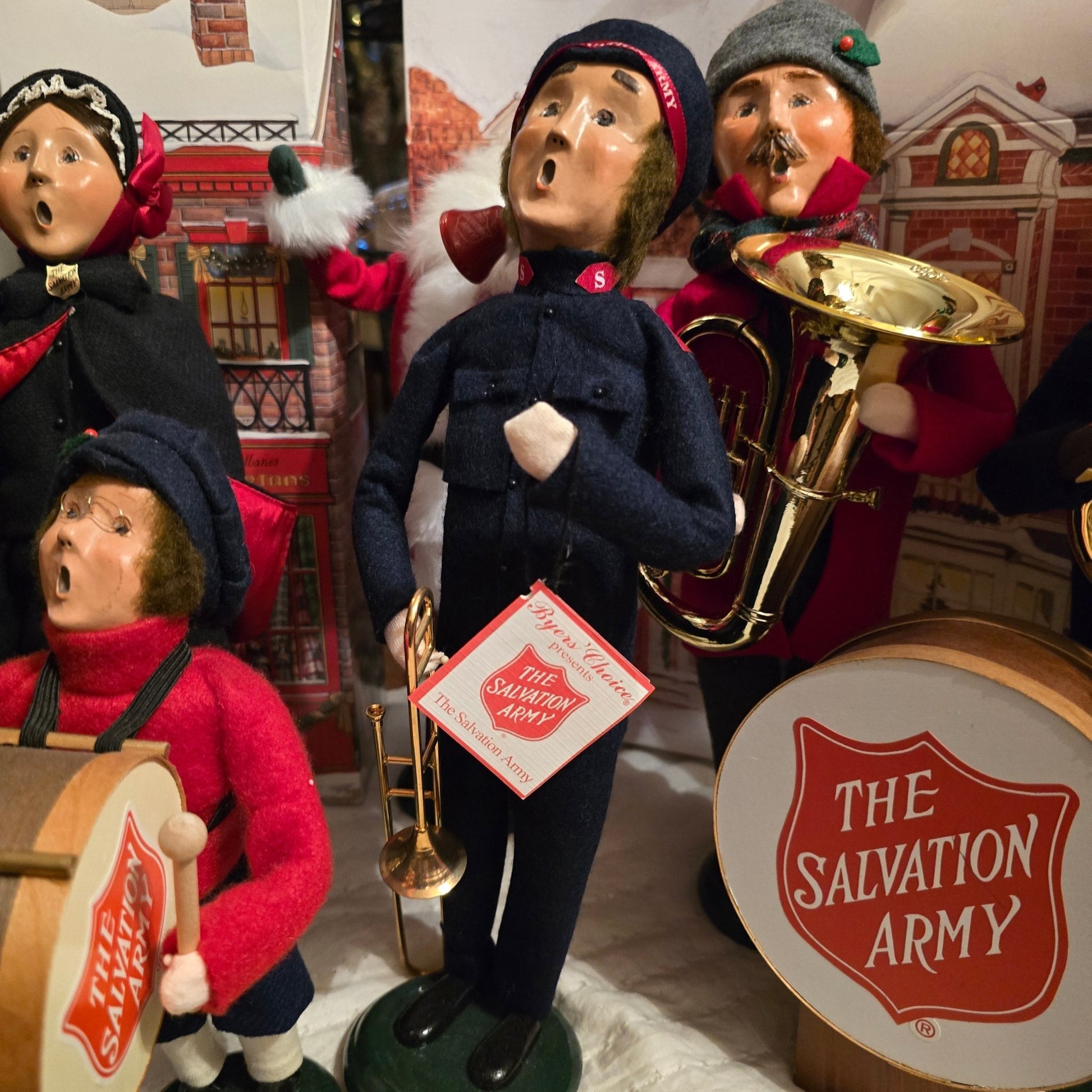 Byers’ Choice Salvation Army Carolers Lot of 5 w/ Instruments & Drums Rare - Bayshore Treasures