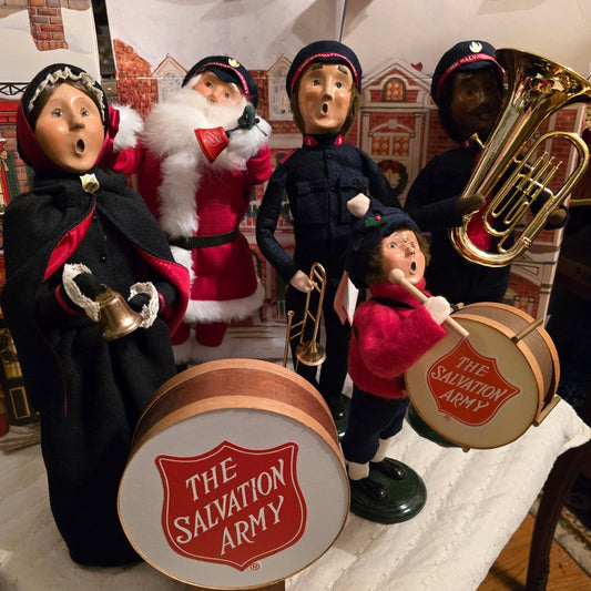 Byers’ Choice Salvation Army Carolers Lot of 5 w/ Instruments & Drums Rare - Bayshore Treasures