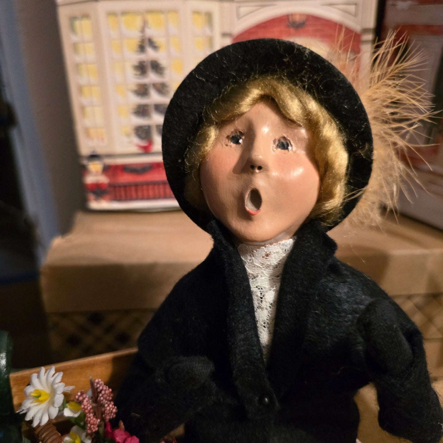 Byers’ Choice Victorian Woman w/ Flowers on Bench Village Scene Caroler - Bayshore Treasures