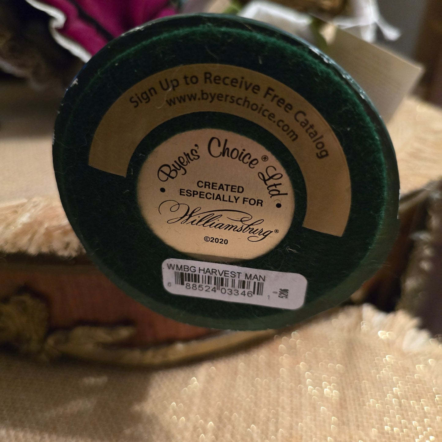 Byers’ Choice WMBG Harvest Man 2020 Williamsburg Fall Market Caroler RARE - Bayshore Treasures