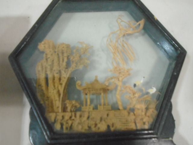 Carved cork diorama Asian - Bayshore Treasures