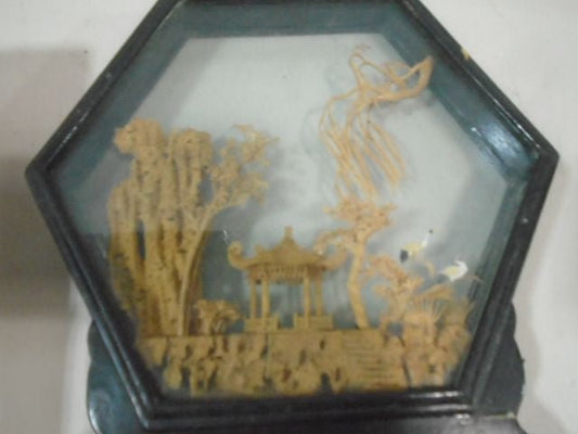 Carved cork diorama Asian - Bayshore Treasures