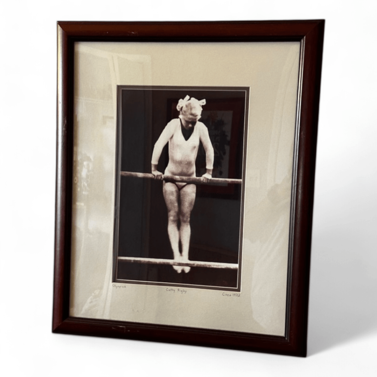 Cathy Rigby Olympic gymnast on bars original photo framed with coa 1972 - Bayshore Treasures