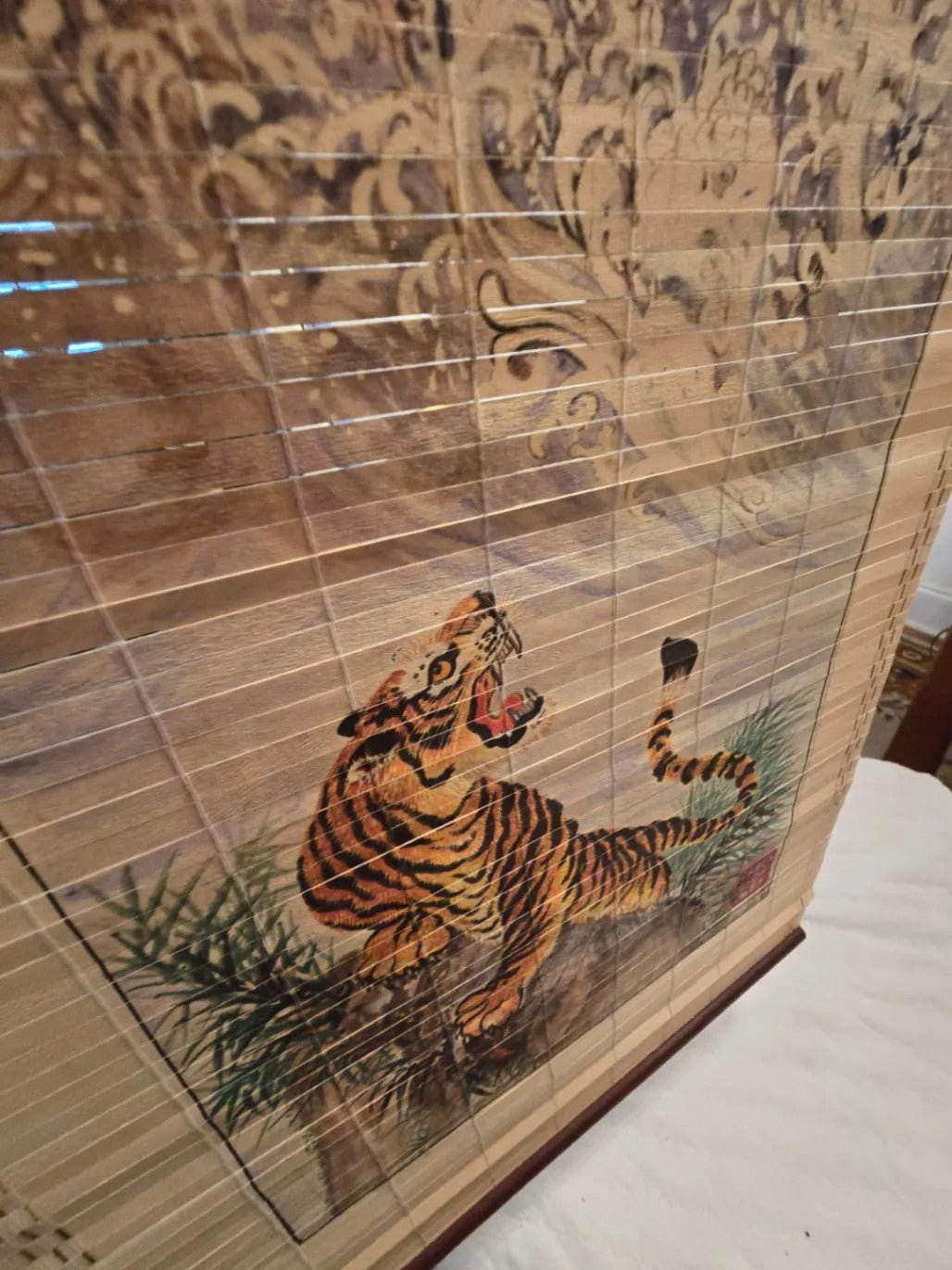 Chinese Dragon Tiger Scroll Wall Art Decorative Print Asian Home Decor - Bayshore Treasures