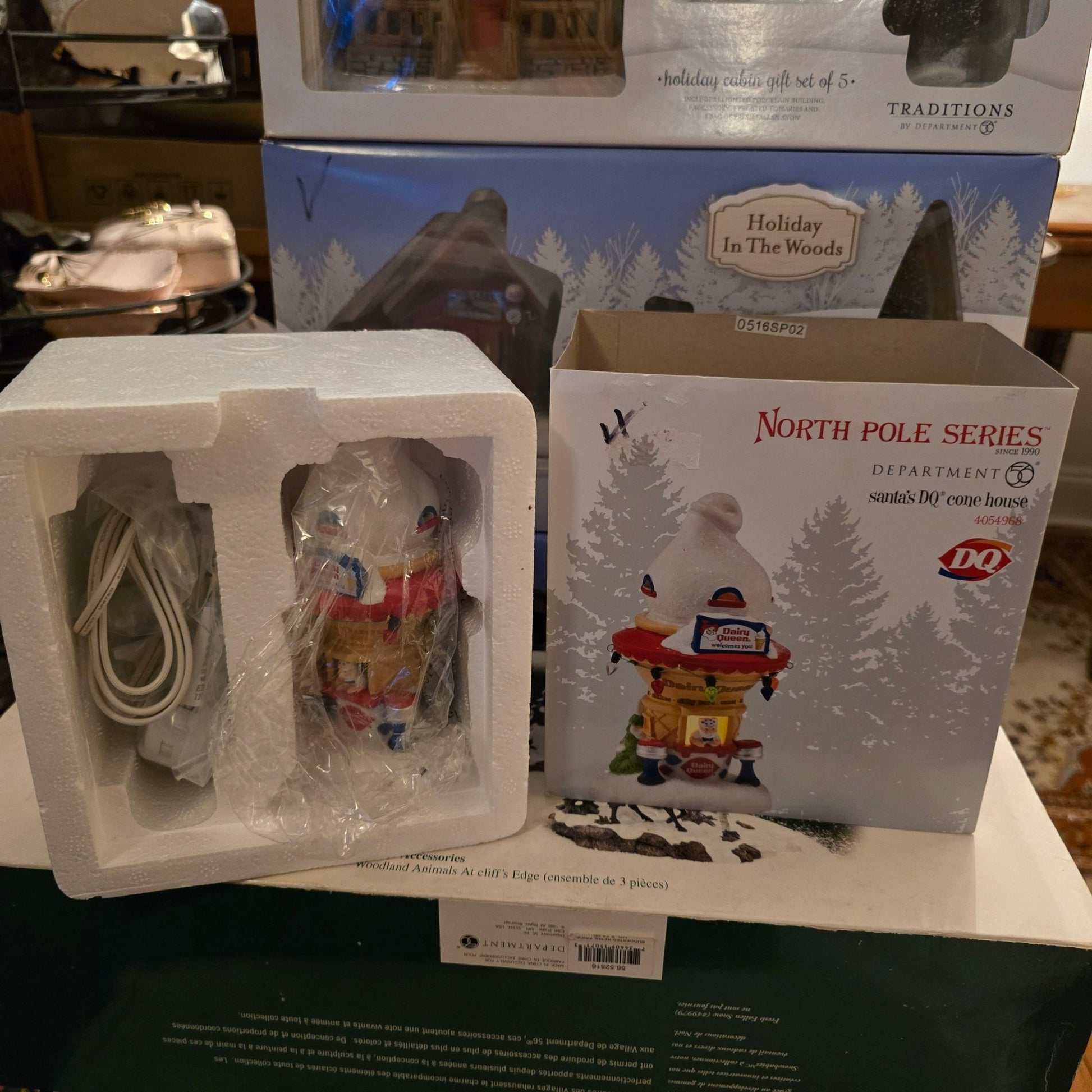 Department 56 North Pole Village Santa's Dairy Queen Ice Cream Cone Lit Building, 5.2 Inch - Bayshore Treasures