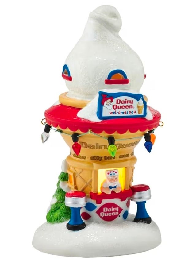 Department 56 North Pole Village Santa's Dairy Queen Ice Cream Cone Lit Building, 5.2 Inch - Bayshore Treasures