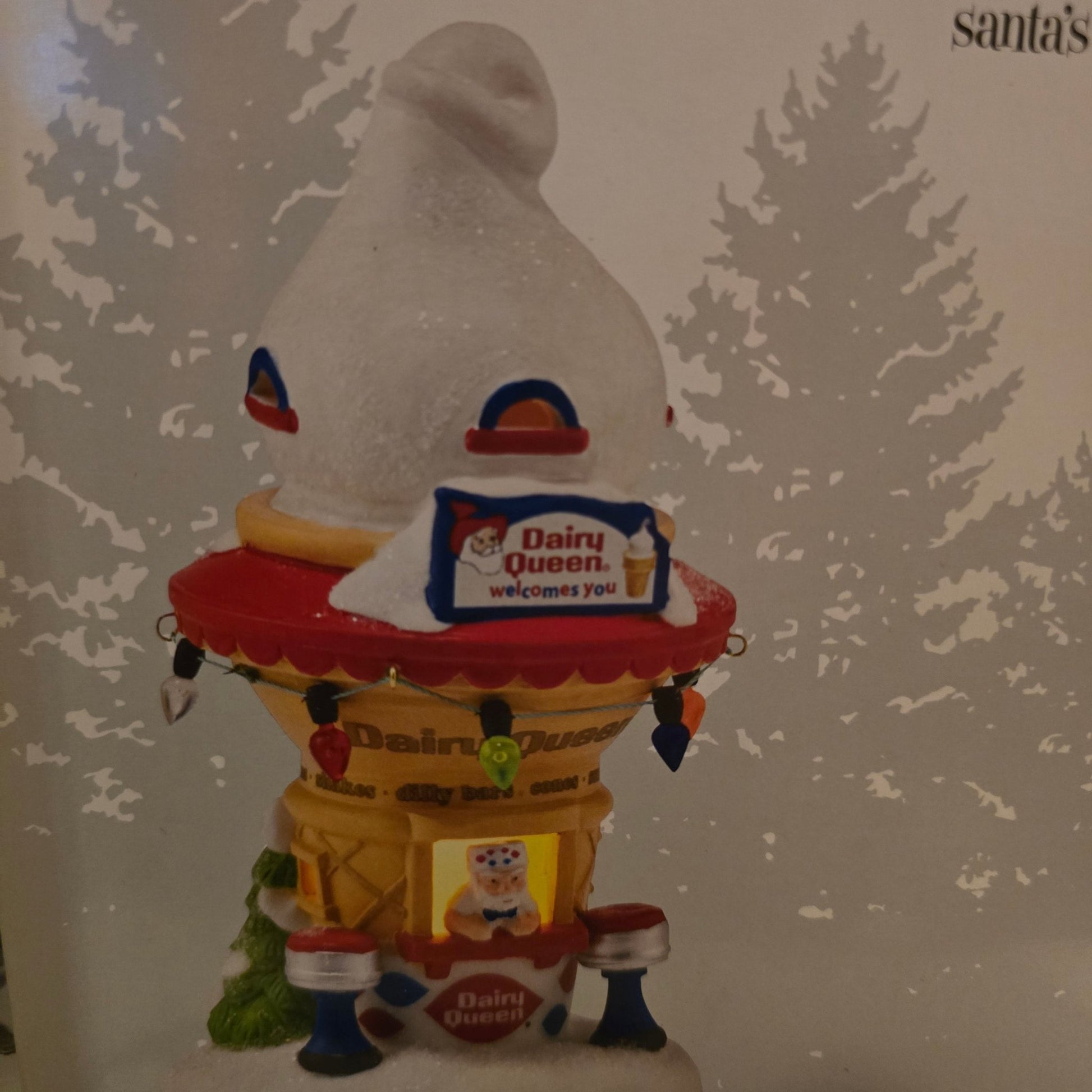 Department 56 North Pole Village Santa's Dairy Queen Ice Cream Cone Lit Building, 5.2 Inch - Bayshore Treasures
