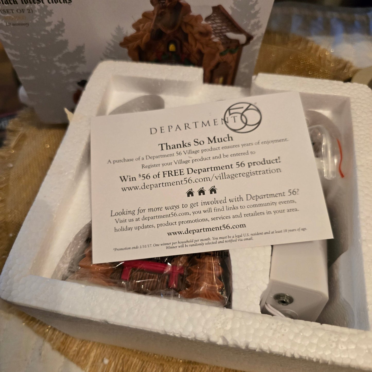 Dept 56 Alpine Village Black Forest Clocks 4050900 Set of 2 Lit Accessory MIB - Bayshore Treasures