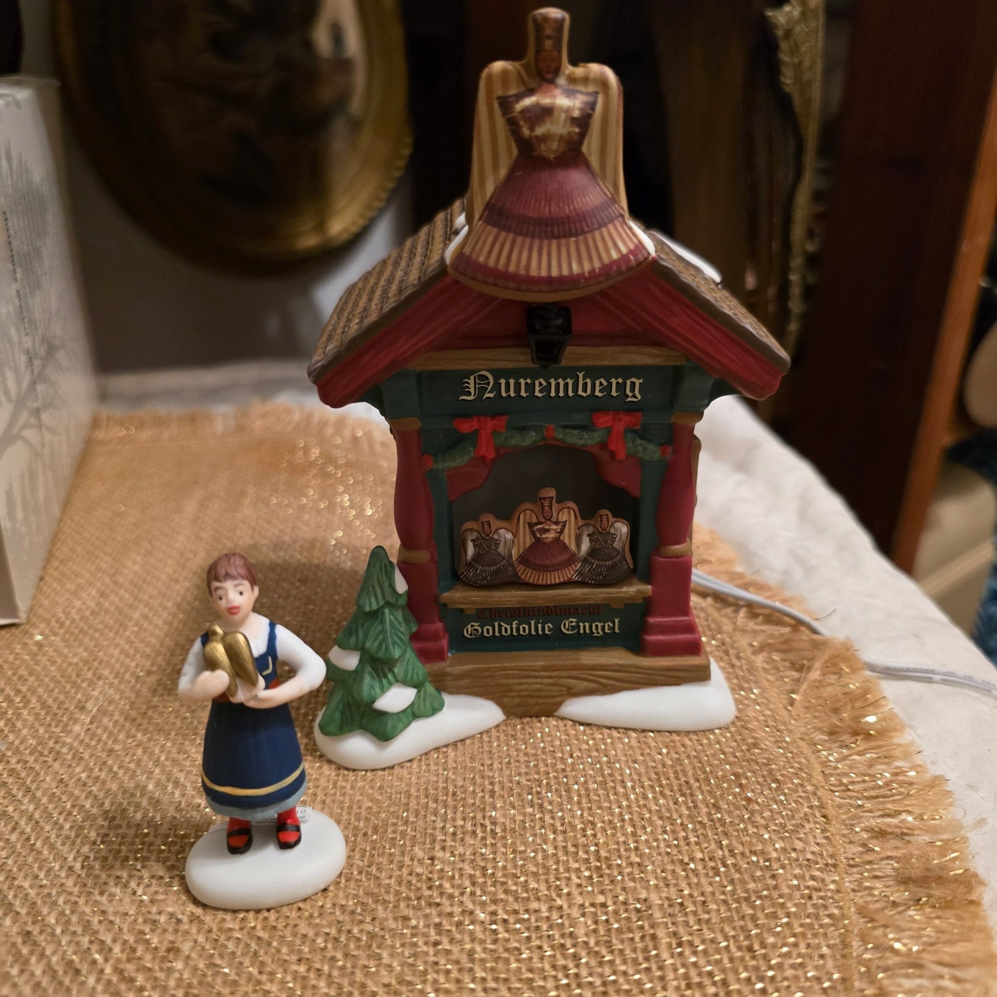 Dept 56 Alpine Village Christmas Market Gold Foil Angels 6002289 MIB - Bayshore Treasures