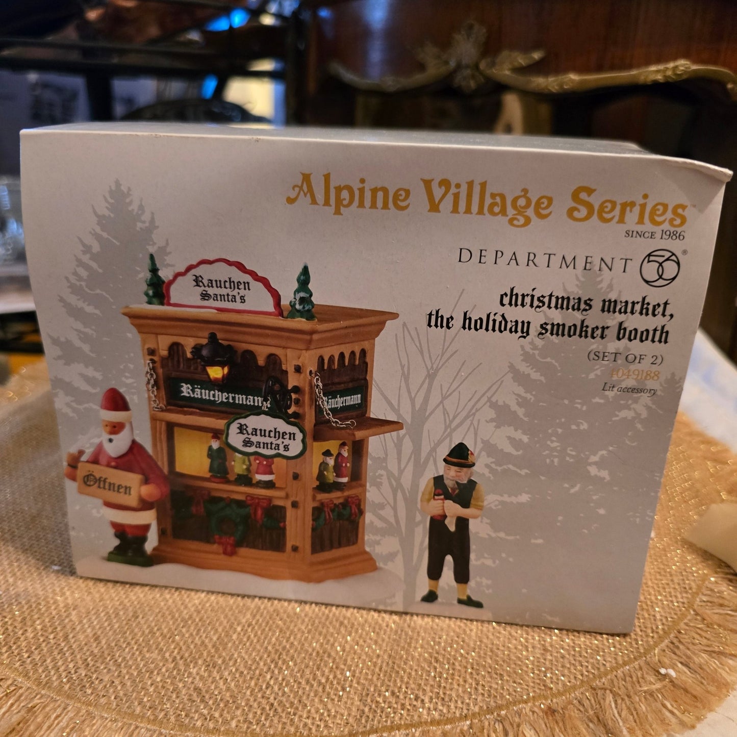 Dept 56 Alpine Village Holiday Smoker Booth 4050901 Set of 2 Christmas Market - Bayshore Treasures