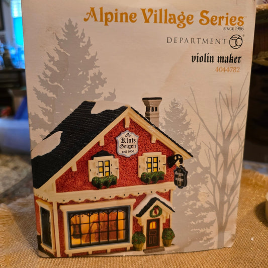 Dept 56 Alpine Village Violin Maker 4044782 Christmas House w/ Box - Bayshore Treasures