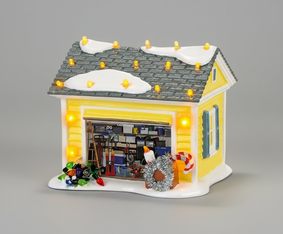 Dept 56 Snow Village 4056686 The Griswold Holiday Garage – Christmas Vacation – Lights Up w/ Box - Bayshore Treasures