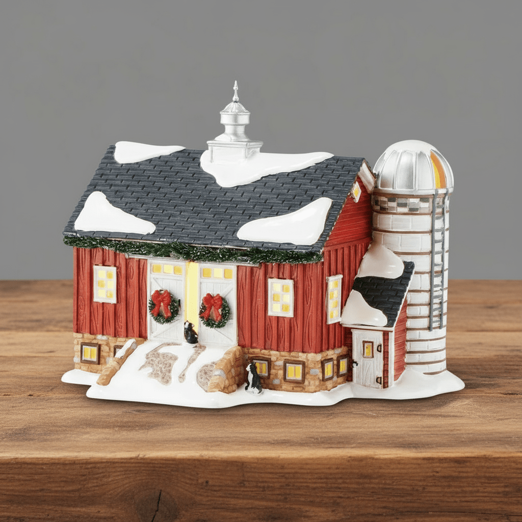 Dept 56 Snow Village Mistletoe Farm 4050983 Lighted Christmas Barn - Bayshore Treasures