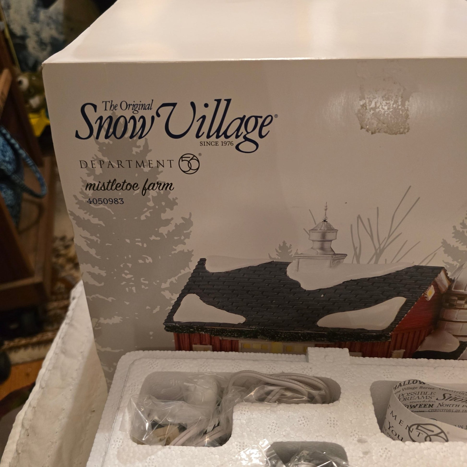 Dept 56 Snow Village Mistletoe Farm 4050983 Lighted Christmas Barn - Bayshore Treasures