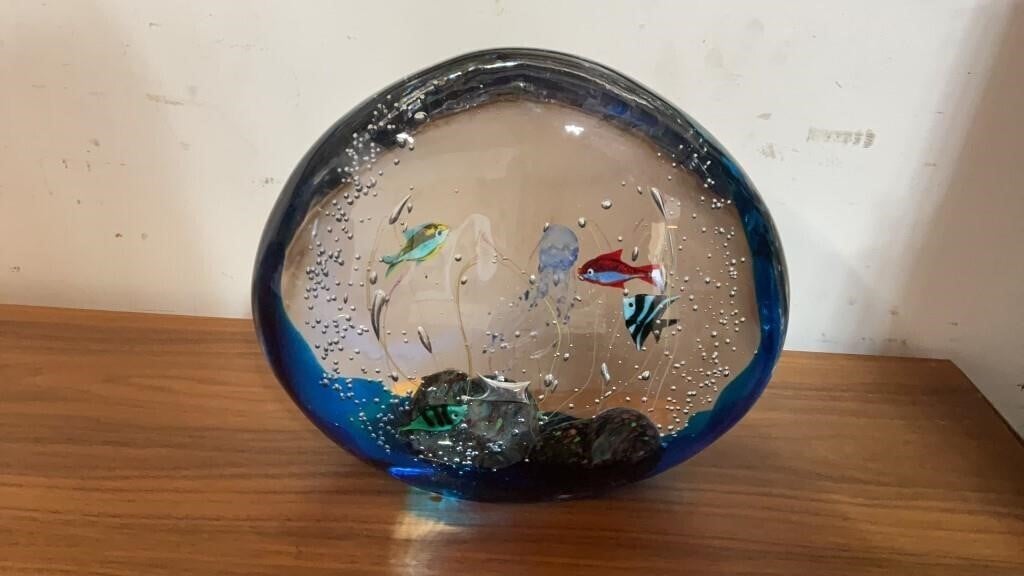 Elio Raffaeli Oggetti Murano Aquarium Glass Sculpture 10x7 Signed fish - Bayshore Treasures