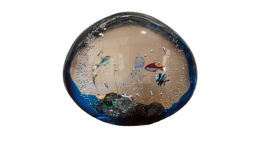 Elio Raffaeli Oggetti Murano Aquarium Glass Sculpture 10x7 Signed fish - Bayshore Treasures