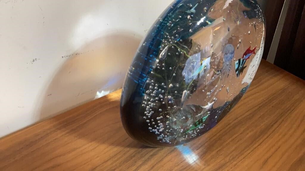 Elio Raffaeli Oggetti Murano Aquarium Glass Sculpture 10x7 Signed fish - Bayshore Treasures