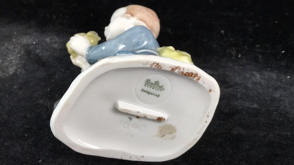 Friedrich - Gronau Rosenthal "Child with Chicks" porcelain figurine 1640 4.75 in birds blue - Bayshore Treasures