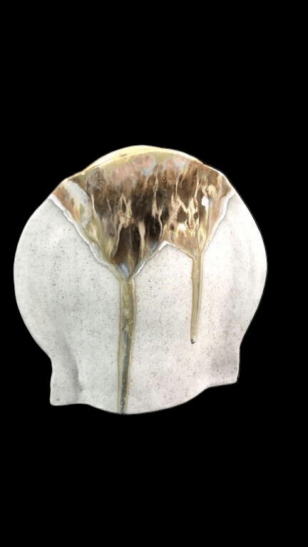 Handmade Art Pottery Slab Vase 12x12 Drip Glaze Studio Ceramic Sculptural - Bayshore Treasures