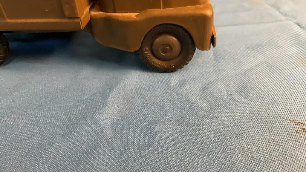 Vintage Pressed Steel Toy Army Truck Structo USA olive green 12in