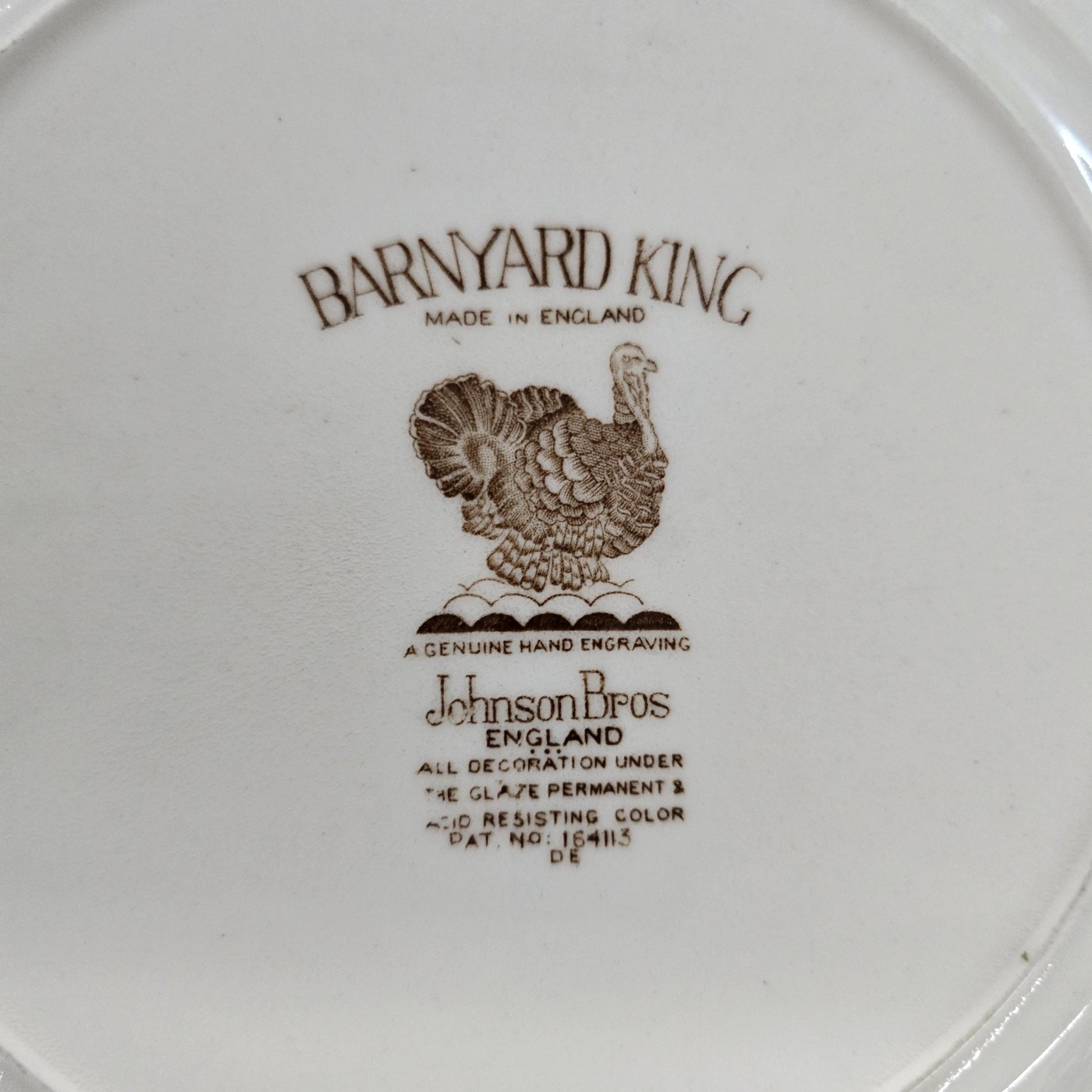 Johnson Bros Barnyard King Turkey Dinner Plate England 10.5" Hand Engraved - Bayshore Treasures
