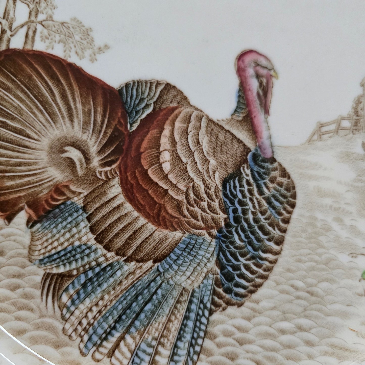 Johnson Bros Barnyard King Turkey Dinner Plate England 10.5" Hand Engraved - Bayshore Treasures