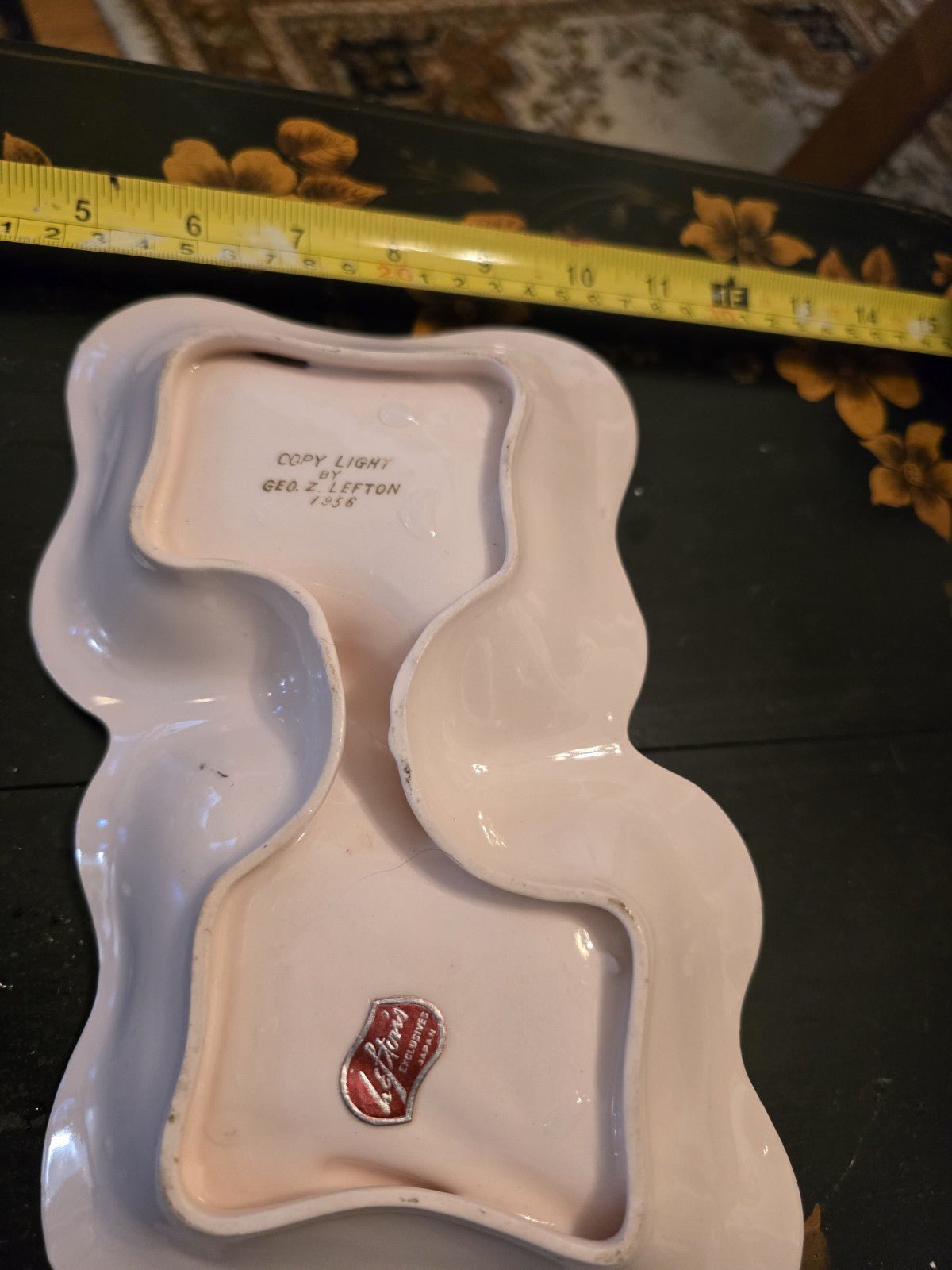 Lefton Vintage 1956 Porcelain Pink Gold Jewelry Candy Dish Wheat Hand Painted - Bayshore Treasures